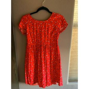 🌟 Old Navy Red Floral Print Babydoll/A-line Dress Size Extra Small